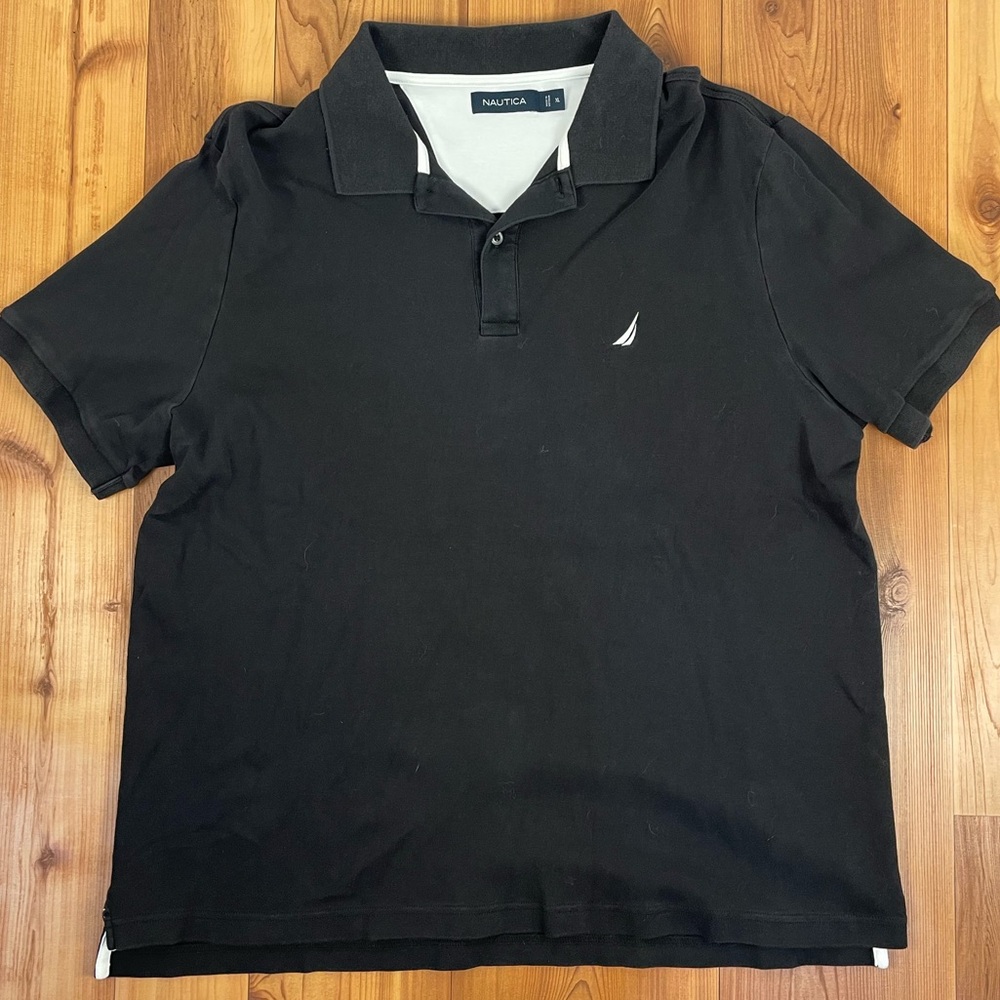 Men’s Nautica Polo Shirt XL Black Classic Fit Cotton Preppy Golf Casual